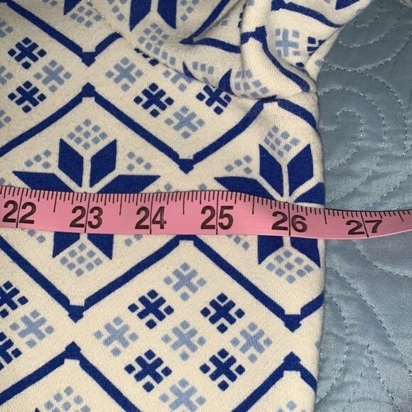 Laura Scott Womens Snowflake Pattern Quarter-Zip Fleece Pullover Sweater Blue & - Picture 8 of 9